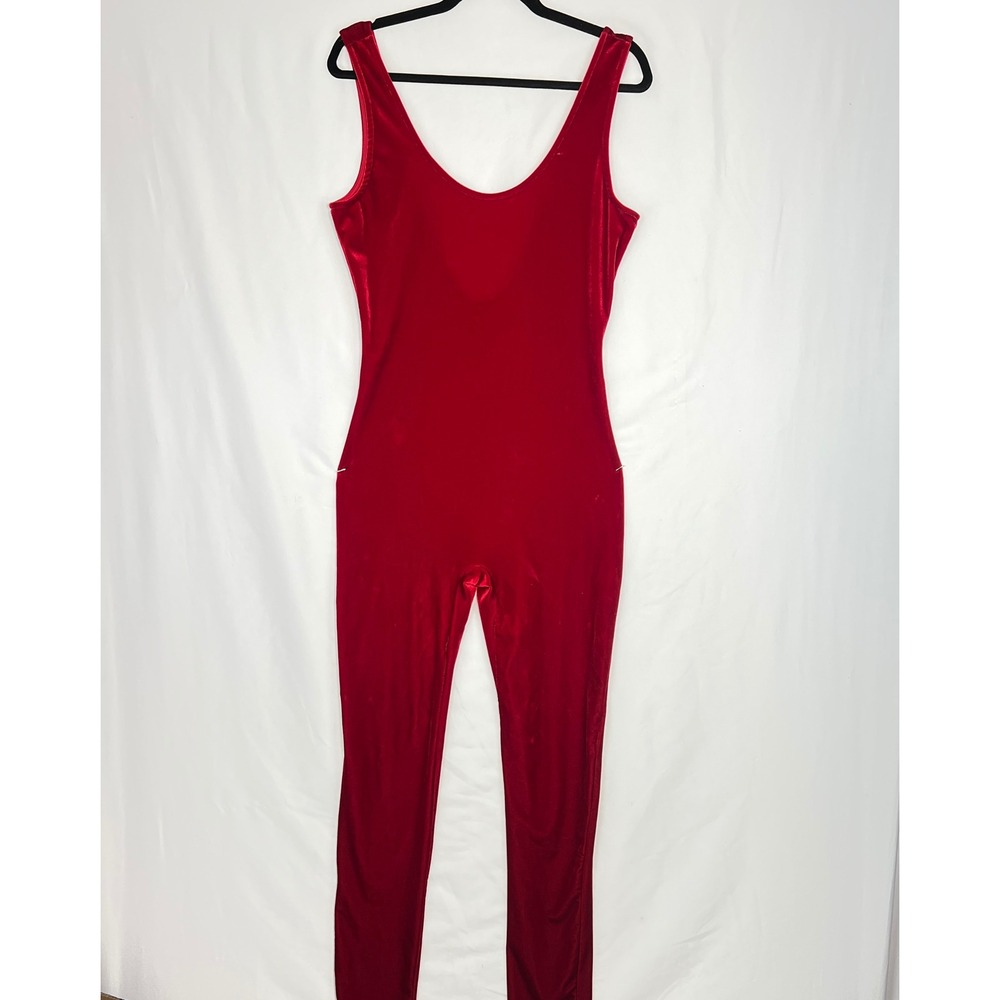 Red Velvet‎ Sleeveless Full Length Jumpsuit Unitard - Picture 4 of 5